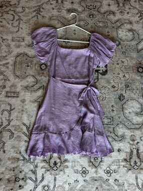 Trixxi Lavender Puff-Sleeve Tie-Front Crop Top